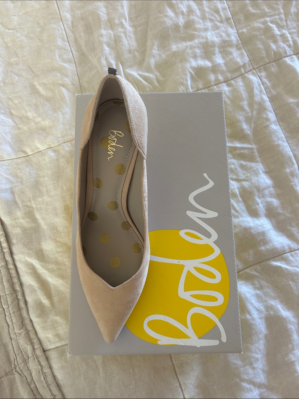 Boden Women's Pale Blush Suede Pointed Toe Flat